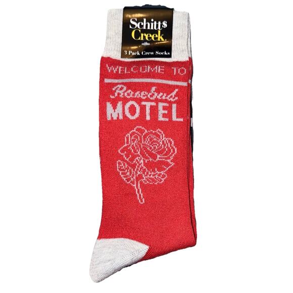 Schitts Creek 3-Pack Socks Rosebud Motel Alexis David OSFM Red White Black TV - Picture 1 of 4